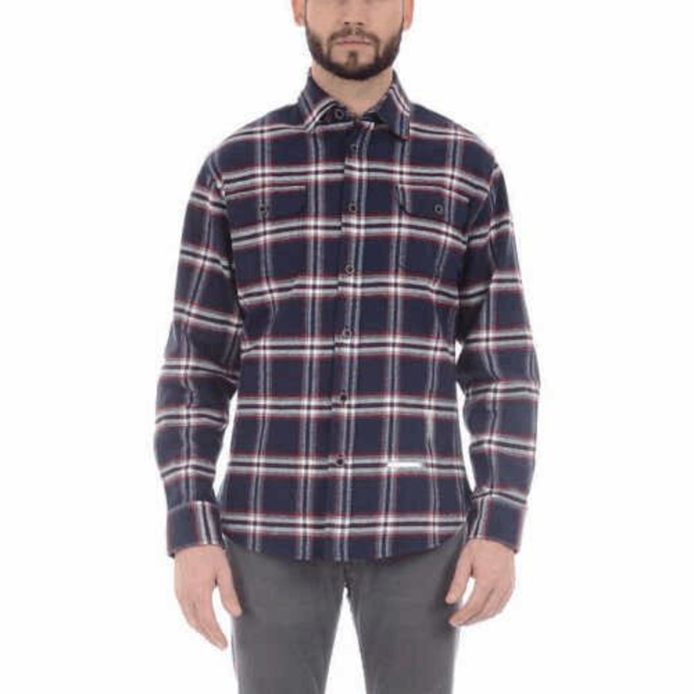 NWT JACHS Men's Button Front Casual Black Navy Red Plaid Flannel Shirt Size M